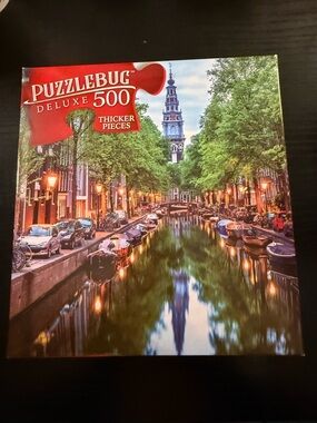 Puzzlebug Deluxe 500-Piece Jigsaw Puzzle - Scenic Canal (Green, Blue)